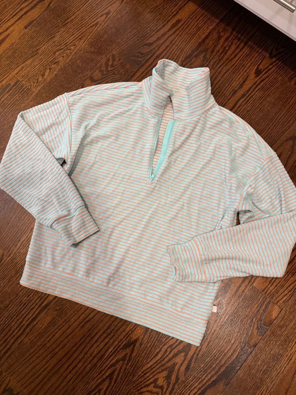 Peloton Mint & Orange Quarter-Zip Pullover
